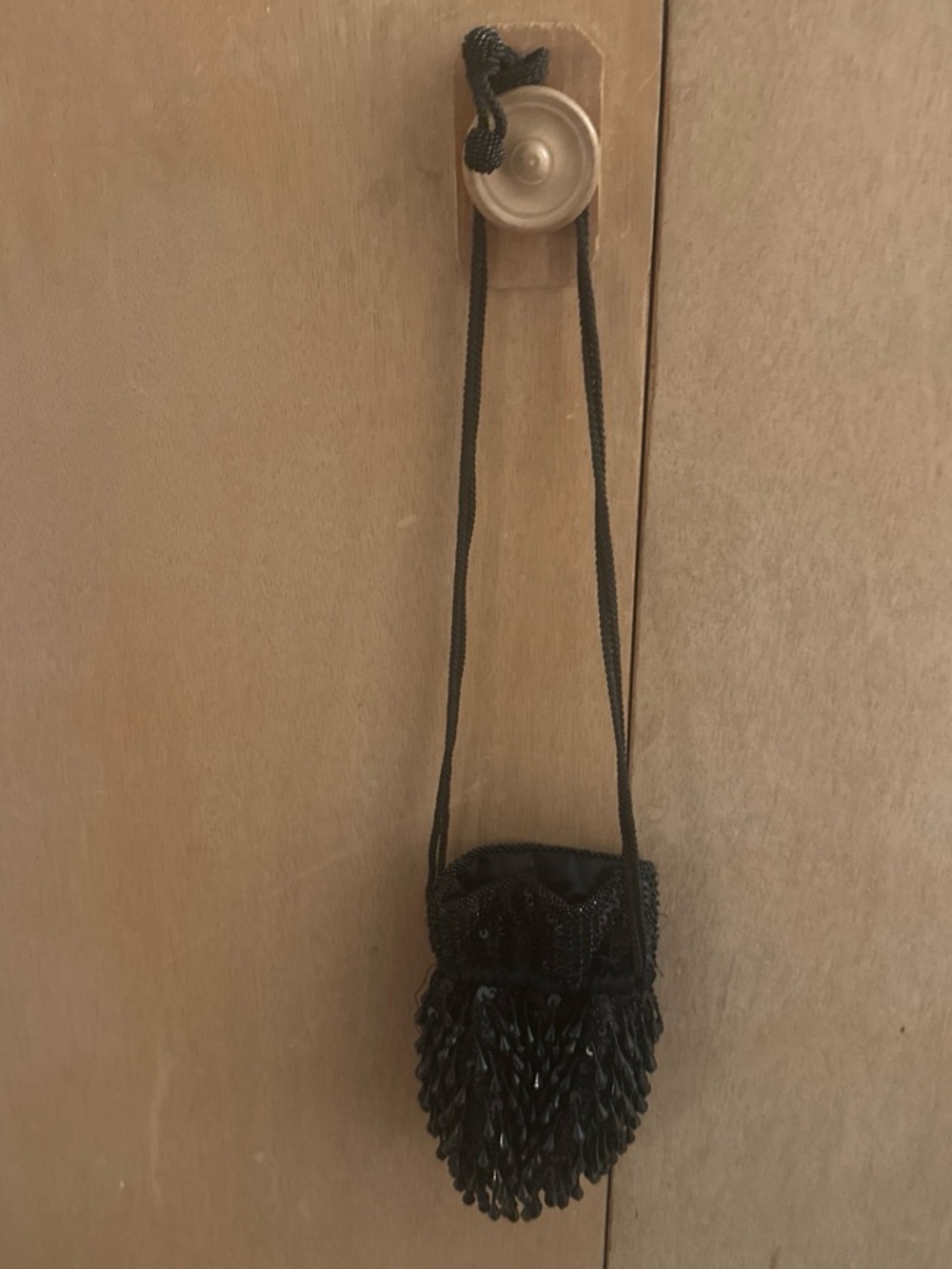 Black Beaded Fringe Evening  shoulder Bag or hand bag - Unbrandedo